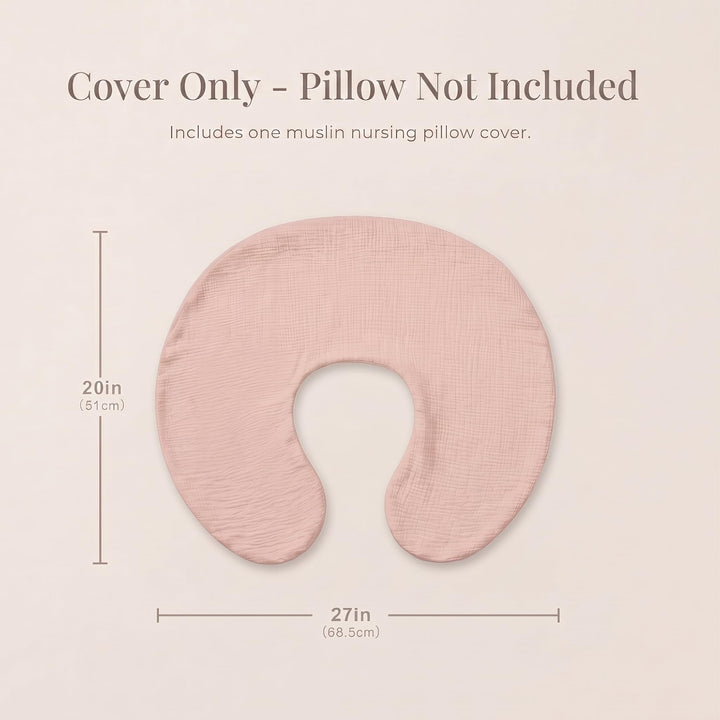 Konssy Muslin Nursing Pillow Covers, Soft Cover for Breastfeeding Pillows - Pink - image 4