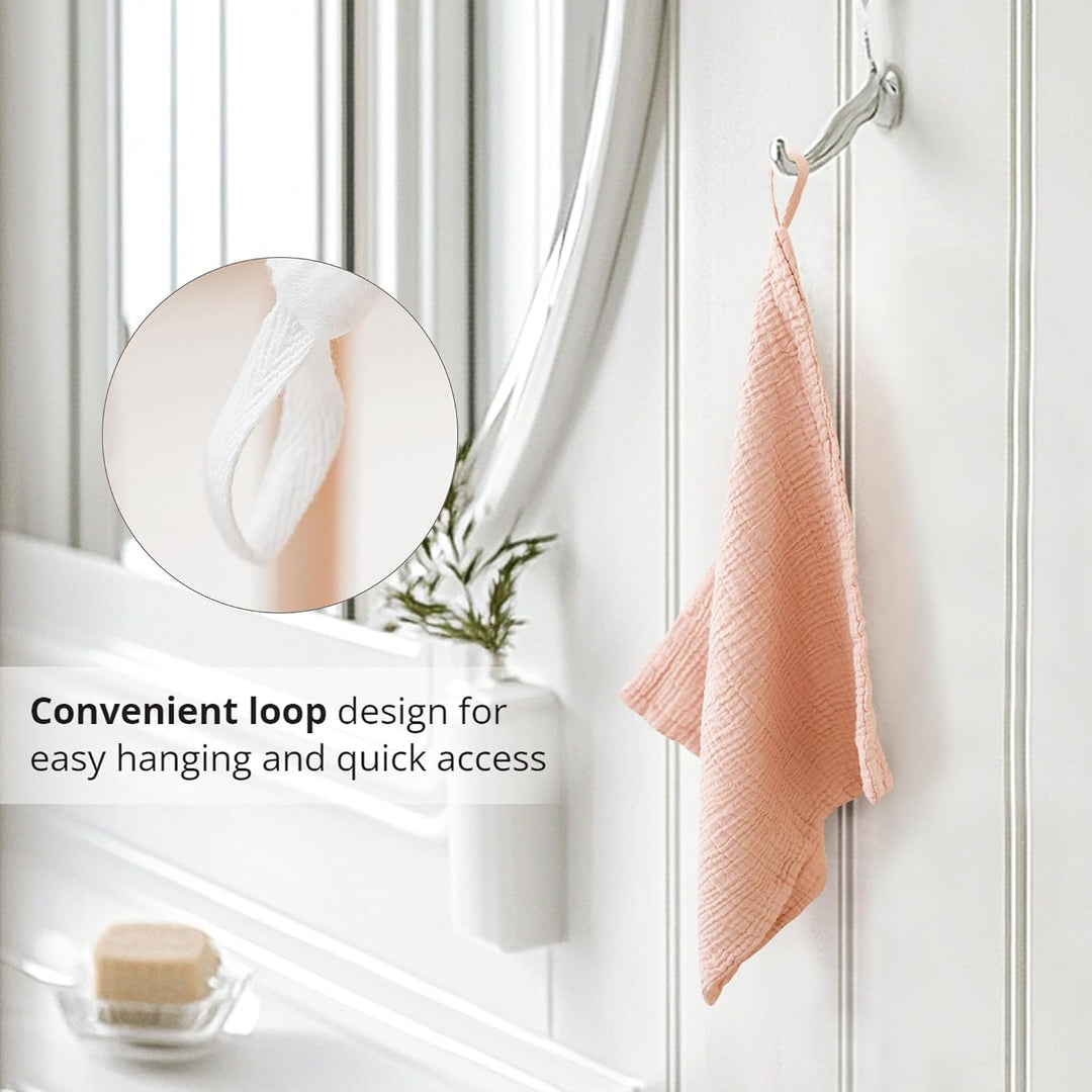 Konssy 7 Pack Face Cloths, 100% Muslin Cotton Wash Cloth for Washing Face - Flesh Pink - image 2