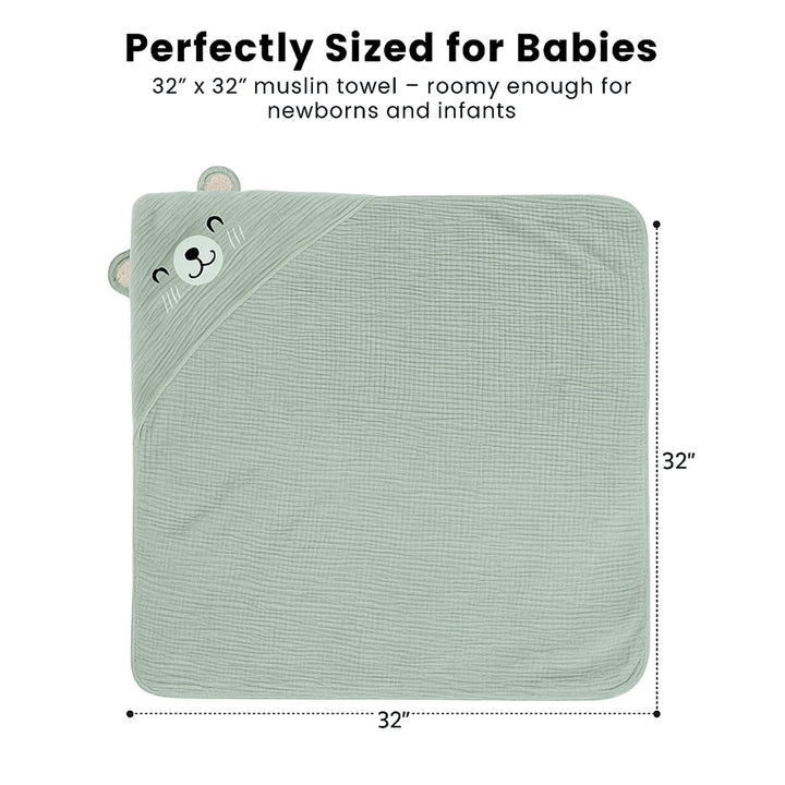 Konssy 2-Pack Muslin Baby Towels with Animal Hooded Design, 32 x 32 In - Dongwu-Yujin-Lanxiangxiong-Xin - image 9