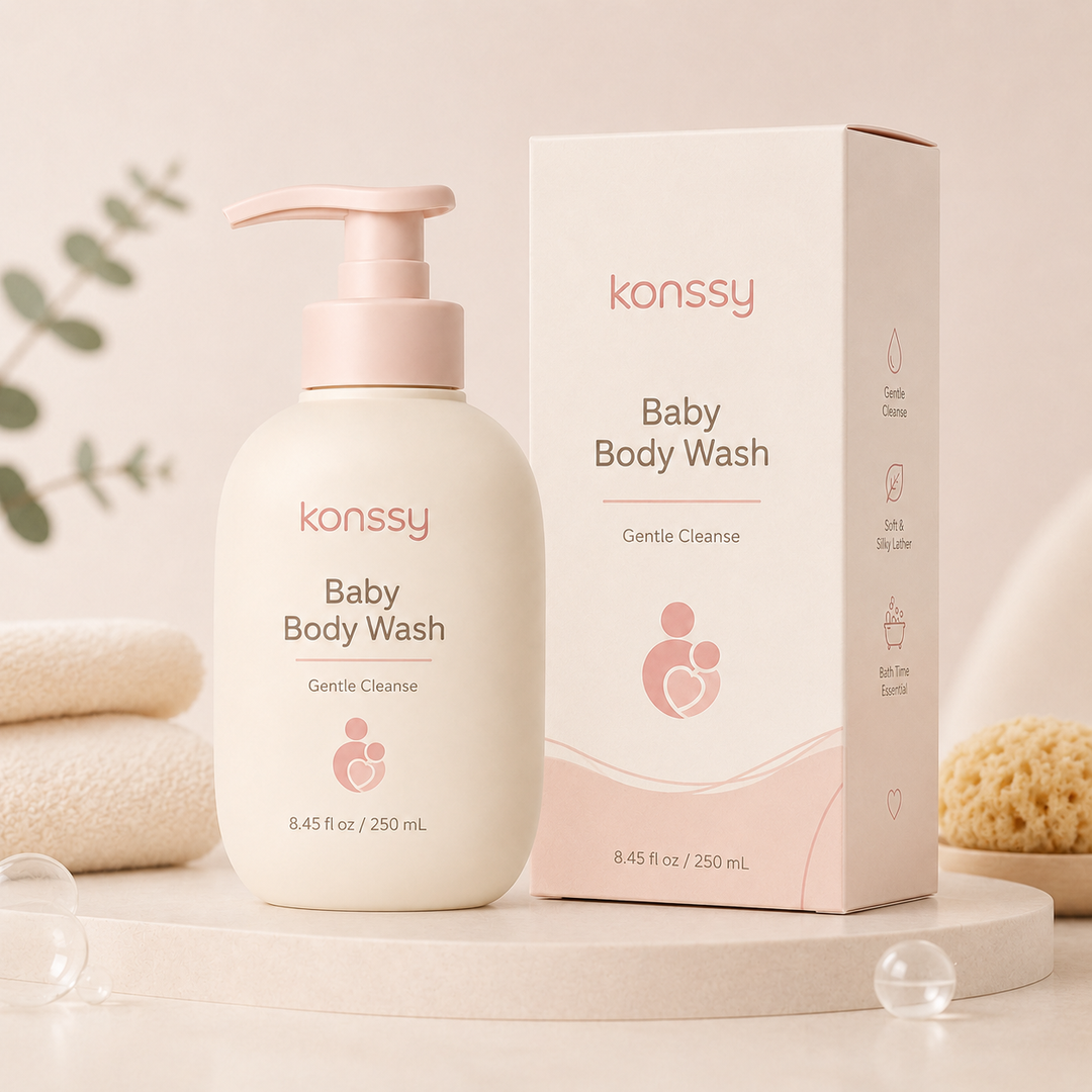 Konssy Baby Body Wash, Gentle Daily Cleanser with Soft Lather and Easy Rinse