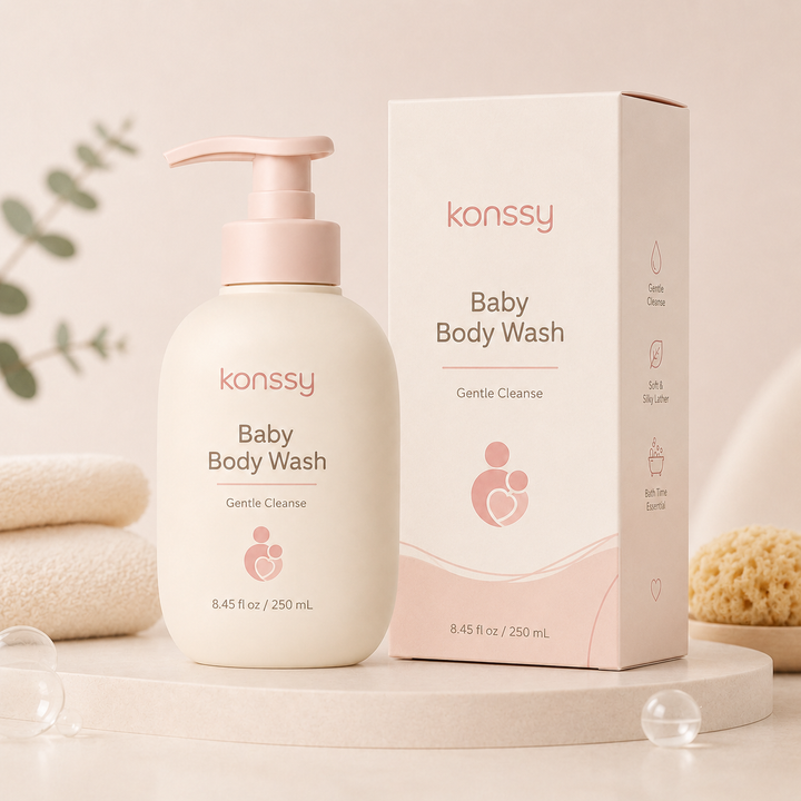Konssy Baby Body Wash, Gentle Daily Cleanser with Soft Lather and Easy Rinse