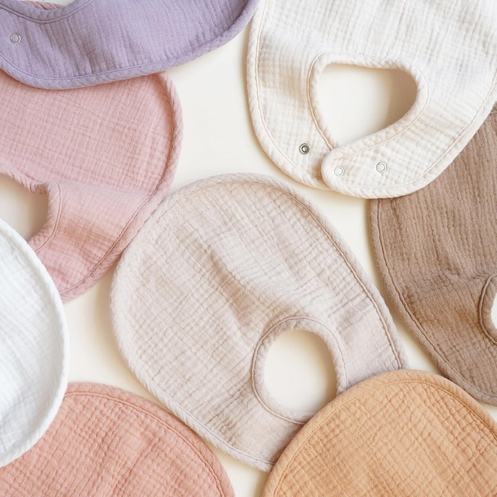 Konssy 8-Pack Muslin Baby Bibs, Adjustable Fit for Drooling and Teething Soft Absorbent, Drool Bibs for Baby Boys Girls, Cotton Front with Fleece Backing, Newborn to Toddler 0-36M