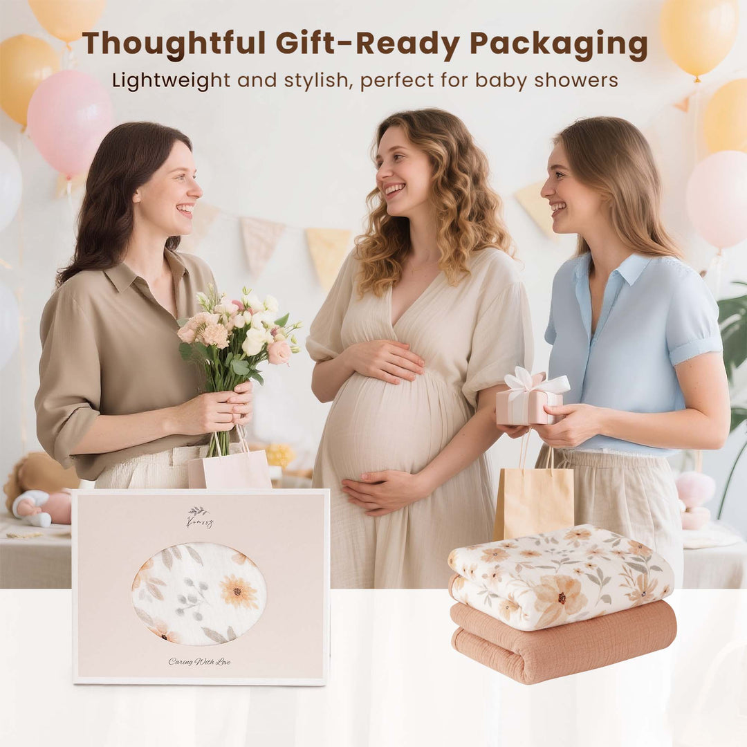 Konssy Muslin Cotton Diaper Changing Pad 2 Pack 30"x 17", Waterproof Portable Baby Changing Mat with Terry Backing, Soft & Foldable Travel Pad, Shower Gift for Newborn Girls Boys