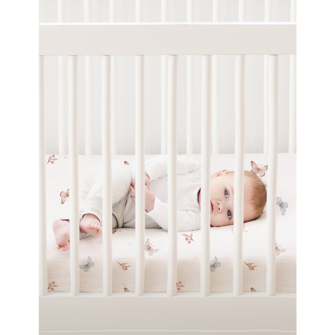 Konssy Muslin Crib Sheets for Girl Boy, 2 PCS Soft and Breathable Cotton Baby Sheets for Standard Crib Mattress, 38"x 24"