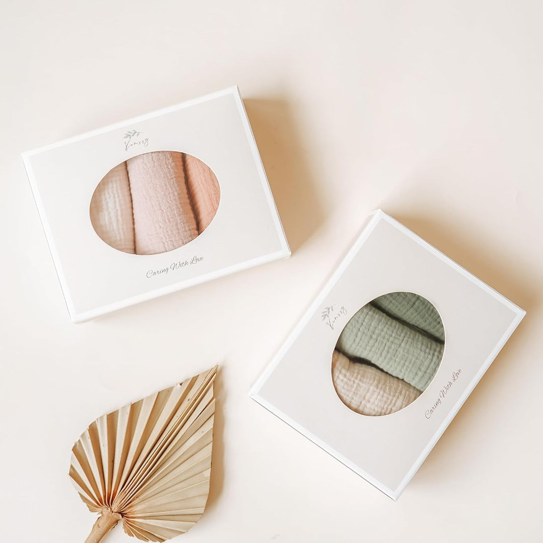 Konssy 6 Pack Baby Muslin Washcloths for Unisex 100% Cotton