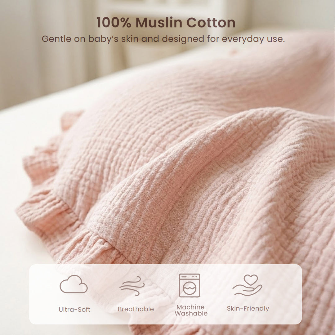 Click to see full view Konssy Muslin Baby Lounger Cover 2 Pack, 100% Cotton Newborn Lounger Cover, Soft and Breathable Lounger Slipcover for Boys Girls, Covers Only (Pink,Flower Blossom)