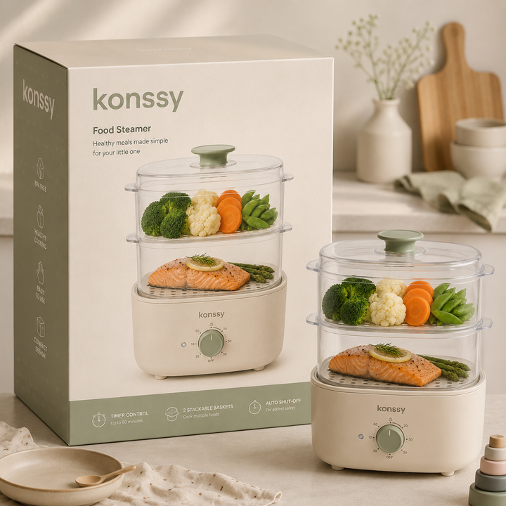 Konssy Electric Food Steamer, 2-Tier Vegetable Steamer with BPA-Free Baskets
