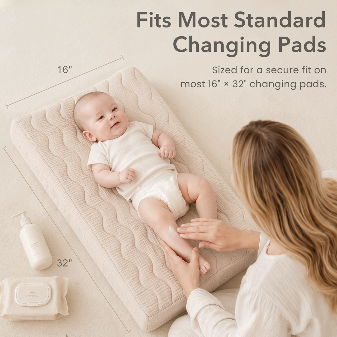 Konssy Waterproof Muslin Changing Pad Cover 2 Pack, 100% Cotton Quilted Diaper Changing Table Sheets, Soft Breathable Boho Nursery Bedding for Baby, Silent & Absorbent Standard Fit