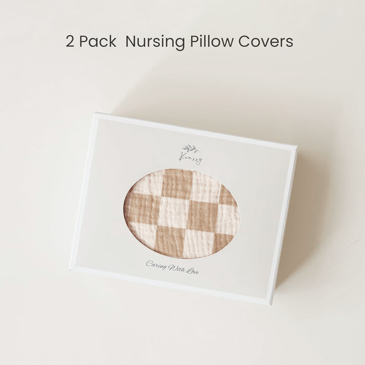 Konssy Muslin Nursing Pillow Covers, 100% Cotton Soft & Adorable Covers for Breastfeeding Pillows, Slipcovers for Newborn Baby Boys & Girls