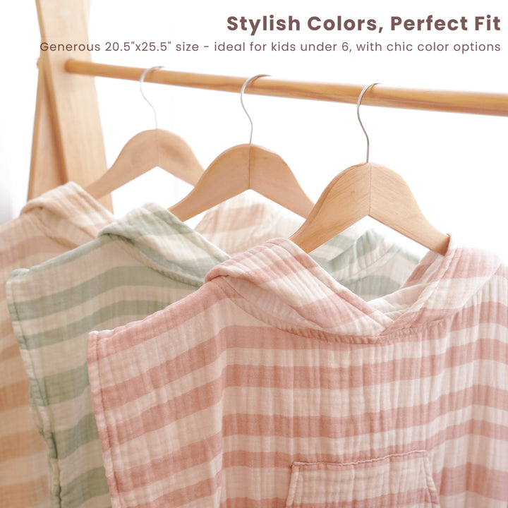 Konssy Muslin Hooded Bath Towels for Kids, 100% Cotton