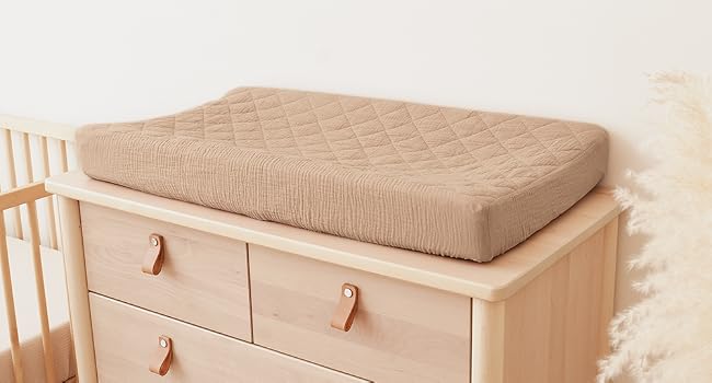 Konssy 2 Pack Quilted Muslin Changing Pad Cover, Waterproof Layer, 32"x16" - product details 5