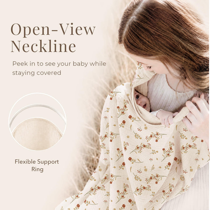 Konssy Muslin Nursing Cover Up for Breastfeeding with Rigid Hoop - shuangceng-buruzhao-xiaohuashu-New - image 4