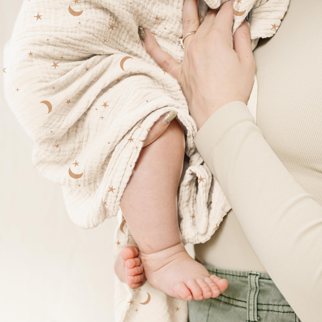 Konssy Muslin Swaddle Blankets, 100% Cotton Receiving Blankets, 47"x 47" - Coffee Check,Moon - image 4