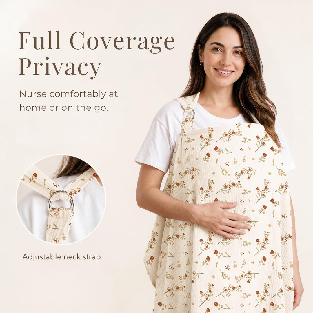 Konssy Muslin Nursing Cover Up for Breastfeeding with Rigid Hoop - shuangceng-buruzhao-xiaohuashu-New - image 2