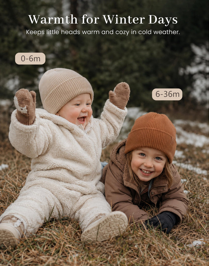 Konssy 4-Pack Baby Beanie Winter Hat for Newborn Infant Boy Girl 0-6 Months - Brown - image 9