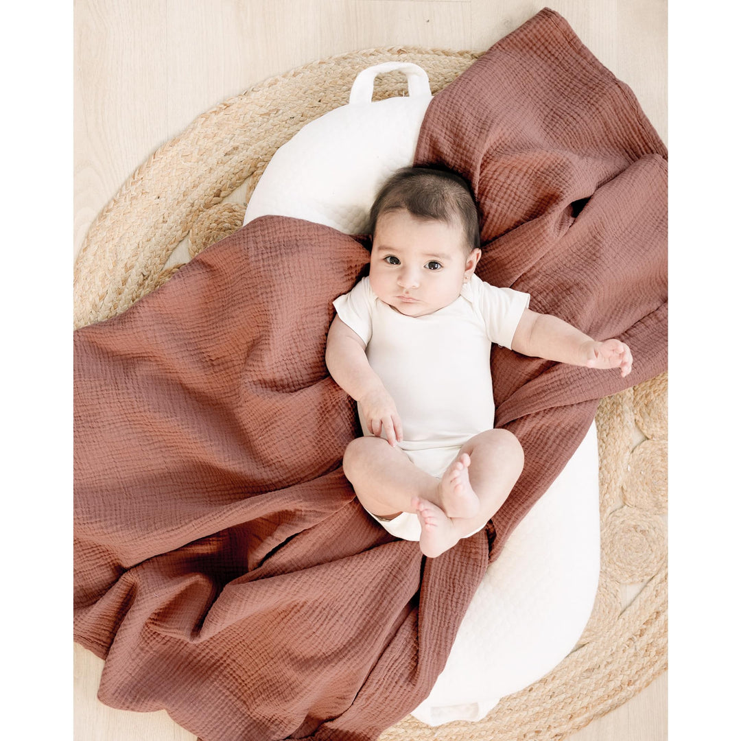 Konssy Muslin Swaddle Blankets, 100% Cotton Receiving Blankets, 47"x 47" - Chestnut,Posy - image 2