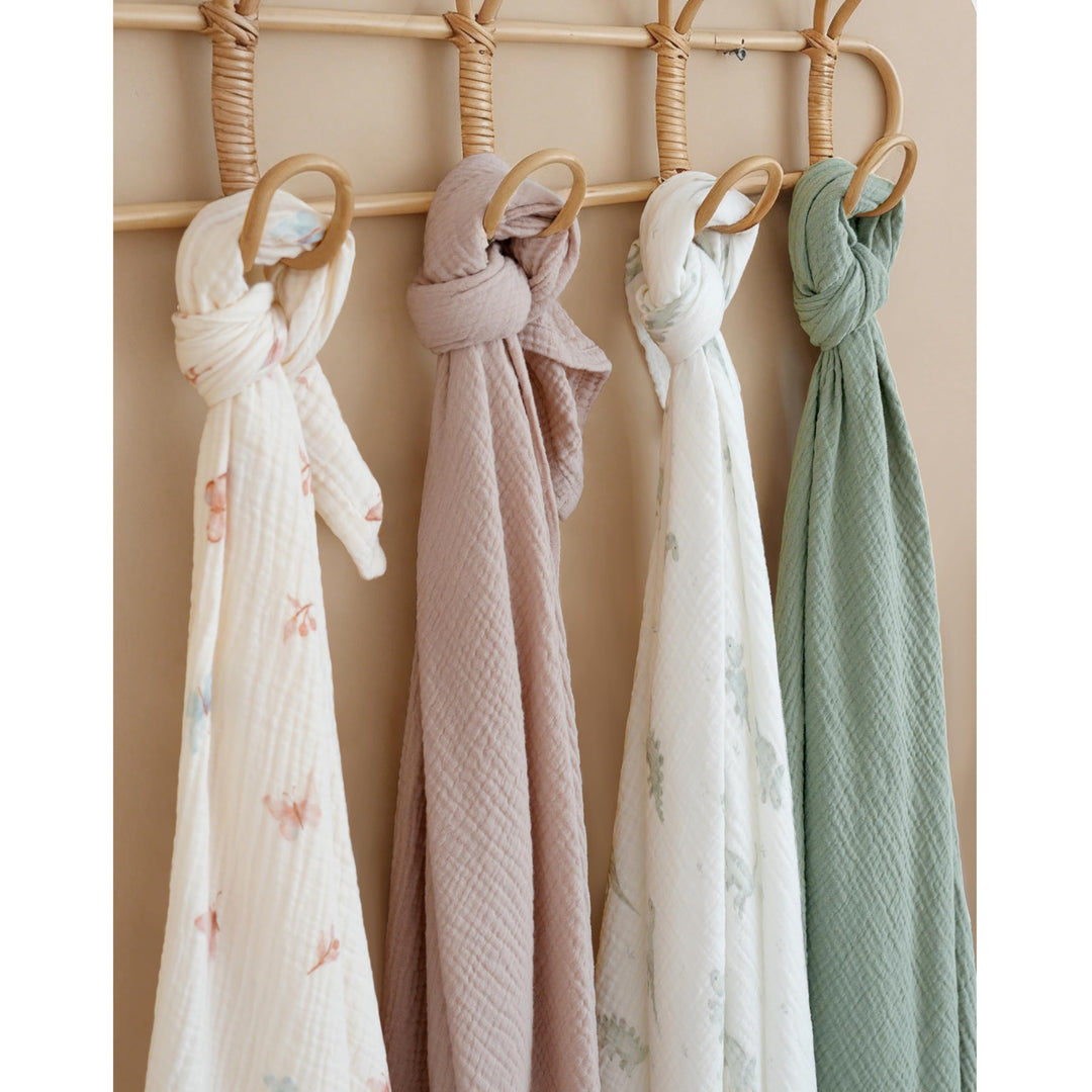 Konssy Muslin Swaddle Blankets, 100% Cotton Receiving Blankets, 47"x 47" - Taupe,Butterfly Dreams - image 6