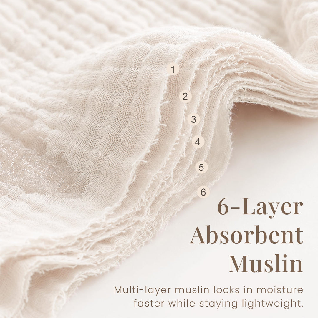 Konssy 7-Pack Muslin Baby Burp Cloths, 6-Layer 100% Cotton - Blue - image 4