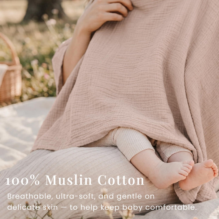 Konssy Muslin Nursing Cover for Women, 360° Full Privacy Poncho - Taupe - image 8