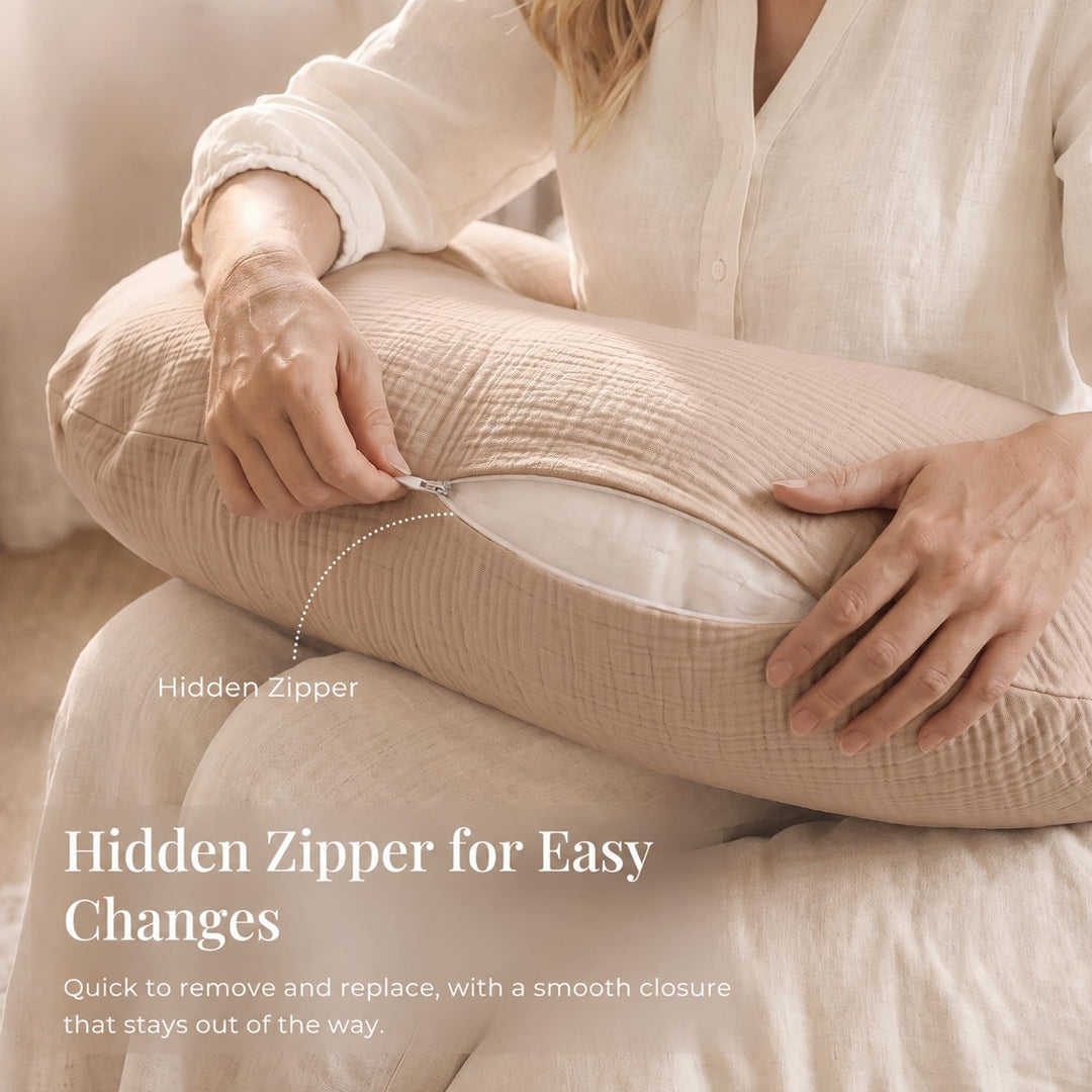 Konssy Muslin Nursing Pillow Covers, Soft Cover for Breastfeeding Pillows - Wheat - image 3