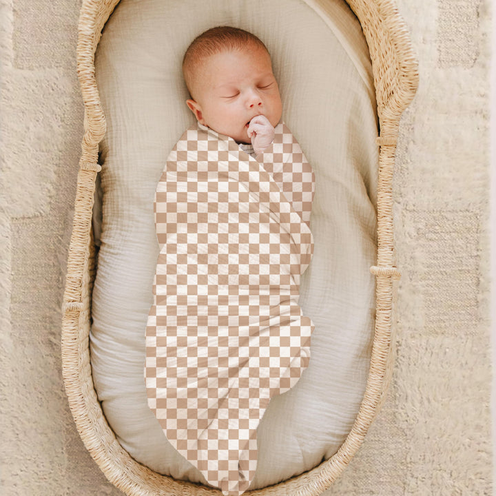 Konssy Muslin Swaddle Blankets, 100% Cotton Receiving Blankets, 47"x 47" - Coffee Check,Moon - image 2