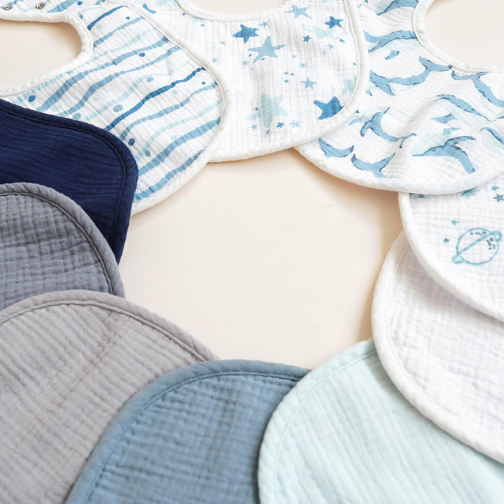 Konssy 10-Pack Muslin Baby Bibs for Drooling and Teething - Ocean Star - image 6