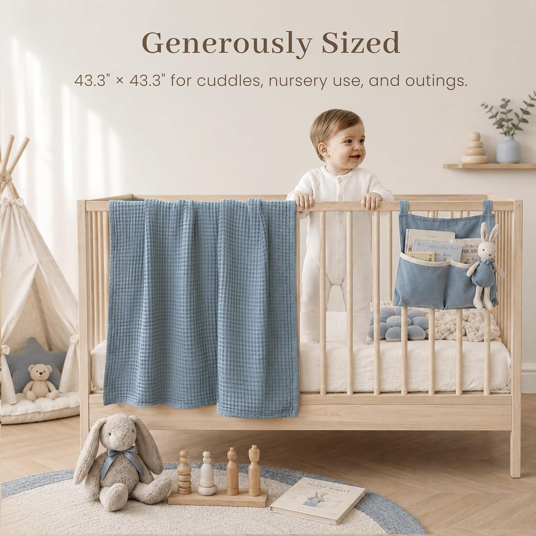 Konssy Waffle Baby Blanket for Boys & Girls, Softer Newborn Swaddle Blanket/2026 Upgraded Waffle Knit, Cozy Crib Blanket for Nursery, Stroller & Toddler Bed, Machine Washable, 43" x 43"