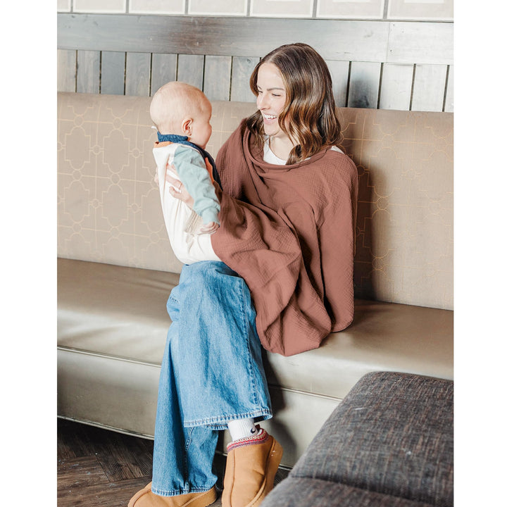 Konssy 2-Pack Muslin Nursing Cover Up for Breastfeeding Mom with Rigid Hoop - Chestnut, Posy - image 8