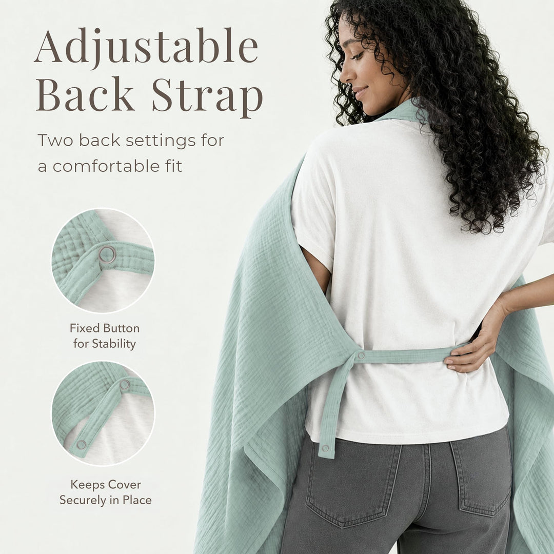 Konssy Muslin Nursing Cover Up for Breastfeeding with Rigid Hoop - Green - image 5