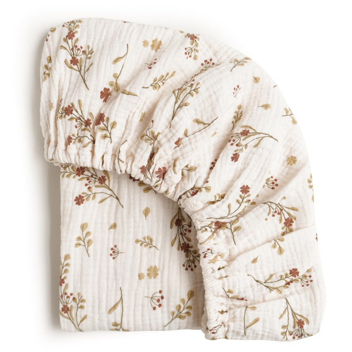 Konssy 2 Pack Muslin Bassinet Sheets for Baby Girls Boys, 32"x16" - Chestnut,Posy - image 7