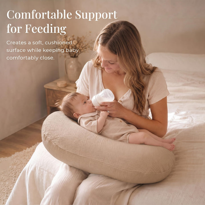 Konssy Muslin Nursing Pillow Covers, Soft Cover for Breastfeeding Pillows - Wheat - image 2