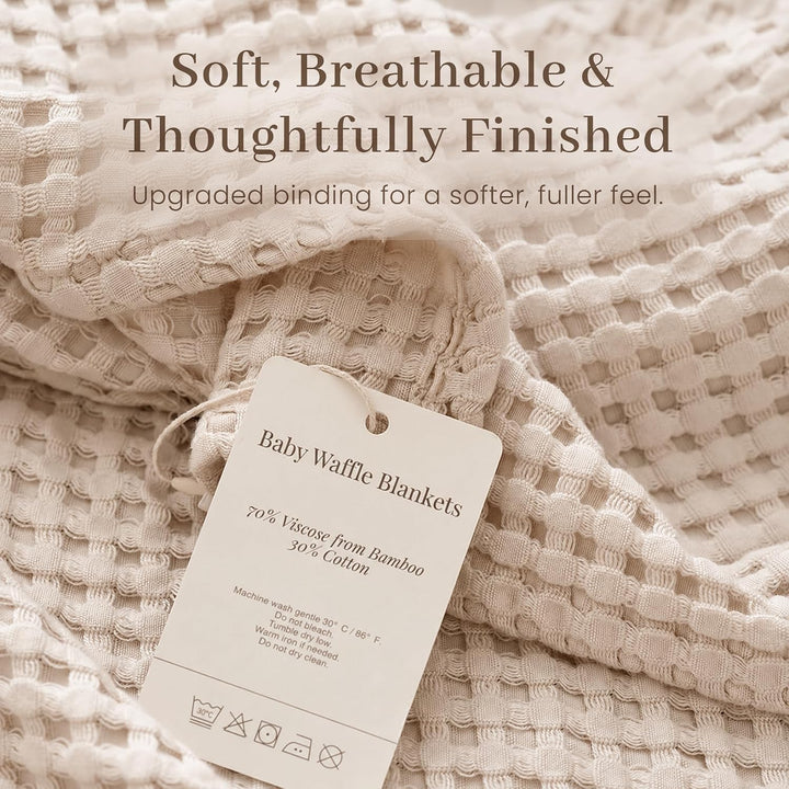 Konssy Waffle Baby Blanket for Boys & Girls, Soft Newborn Swaddle Blanket | Waffle Knit, Cozy Crib Blanket Neutral for Nursery, Stroller & Toddler Bed, Machine Washable, 43" x 43"