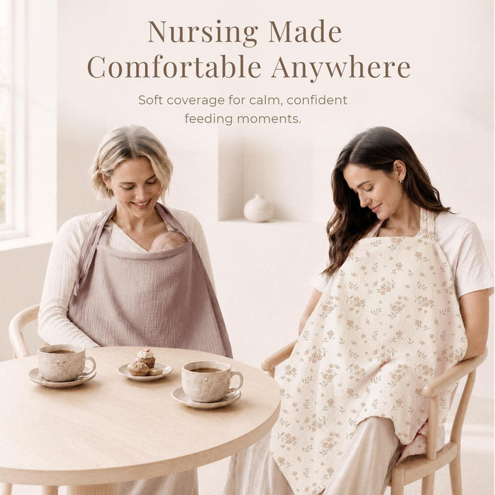 Konssy Muslin Nursing Cover Up for Breastfeeding with Rigid Hoop - Taupe - image 8