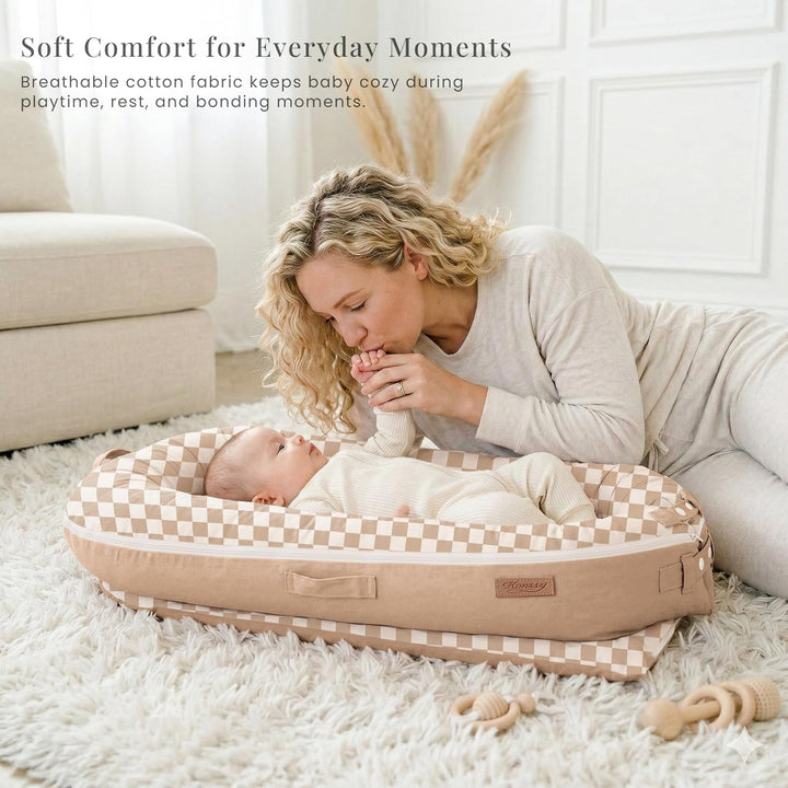 Konssy 100% Cotton Baby Lounger Cover Baby Nest Replacement Cover for Newborn Boys Girls Fits Dockatot Deluxe+ Docks (Cover Only)