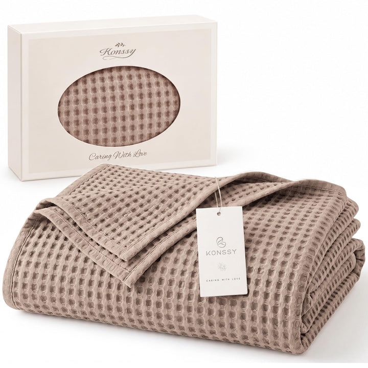 Konssy Waffle Baby Blanket for Boys & Girls, Softer Newborn Swaddle Blanket - Clay - image 1