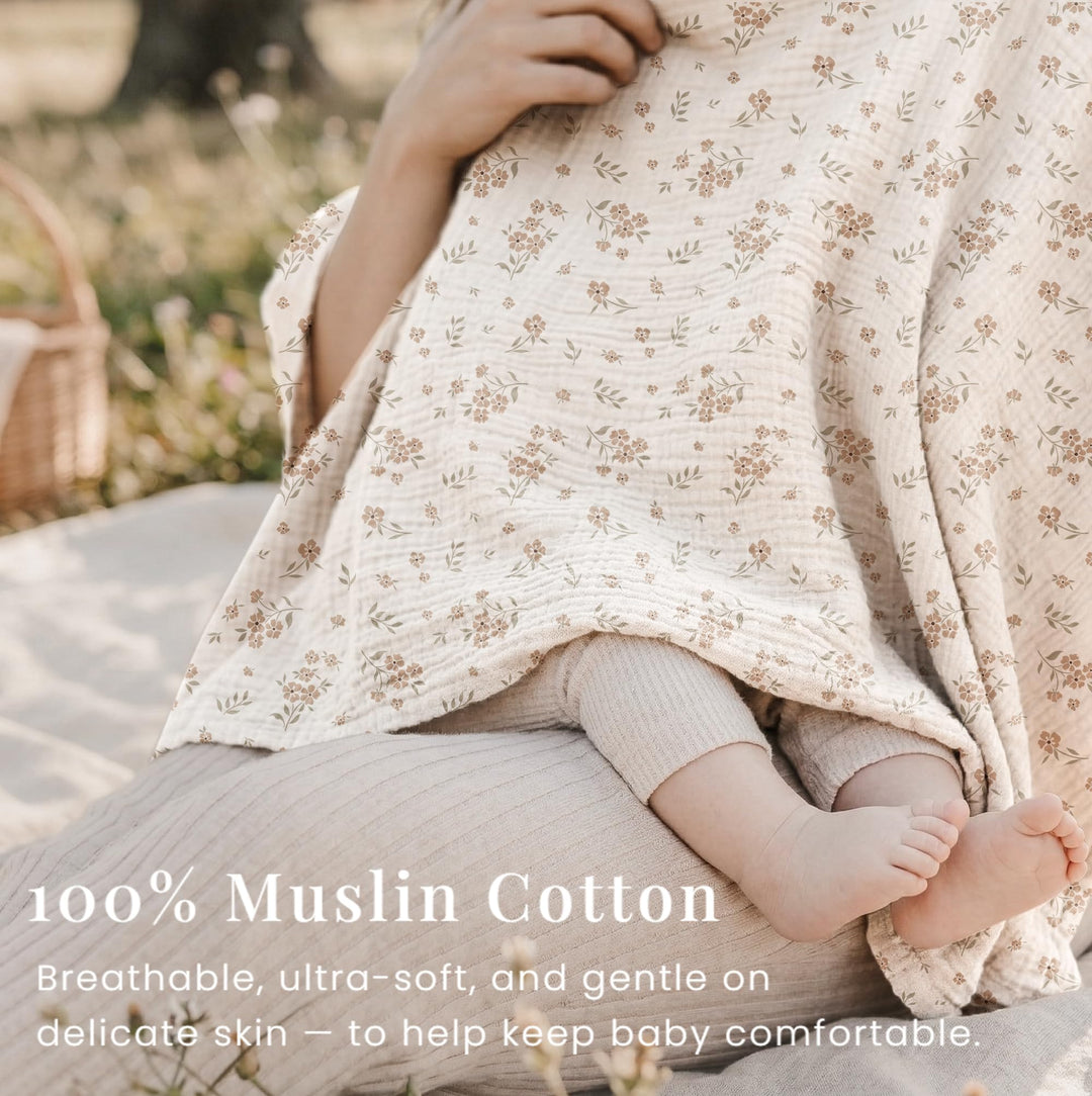 Konssy Muslin Nursing Cover for Women, 360° Full Privacy Poncho - Blossom - image 8