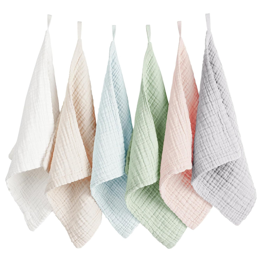 Konssy 6 Pack Face Cloths, 100% Muslin Cotton Wash Cloth for Washing Face - Beige - image 1
