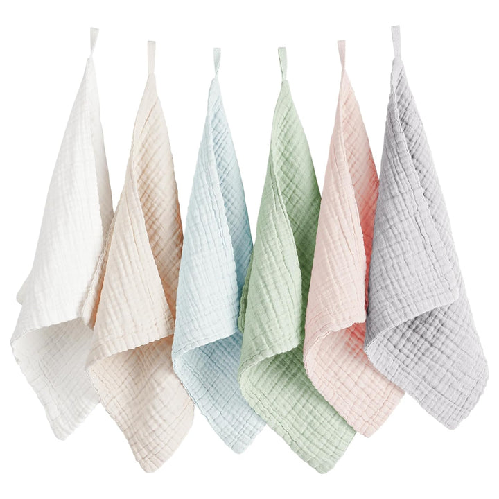 Konssy 6 Pack Face Cloths, 100% Muslin Cotton Wash Cloth for Washing Face - Beige - image 1