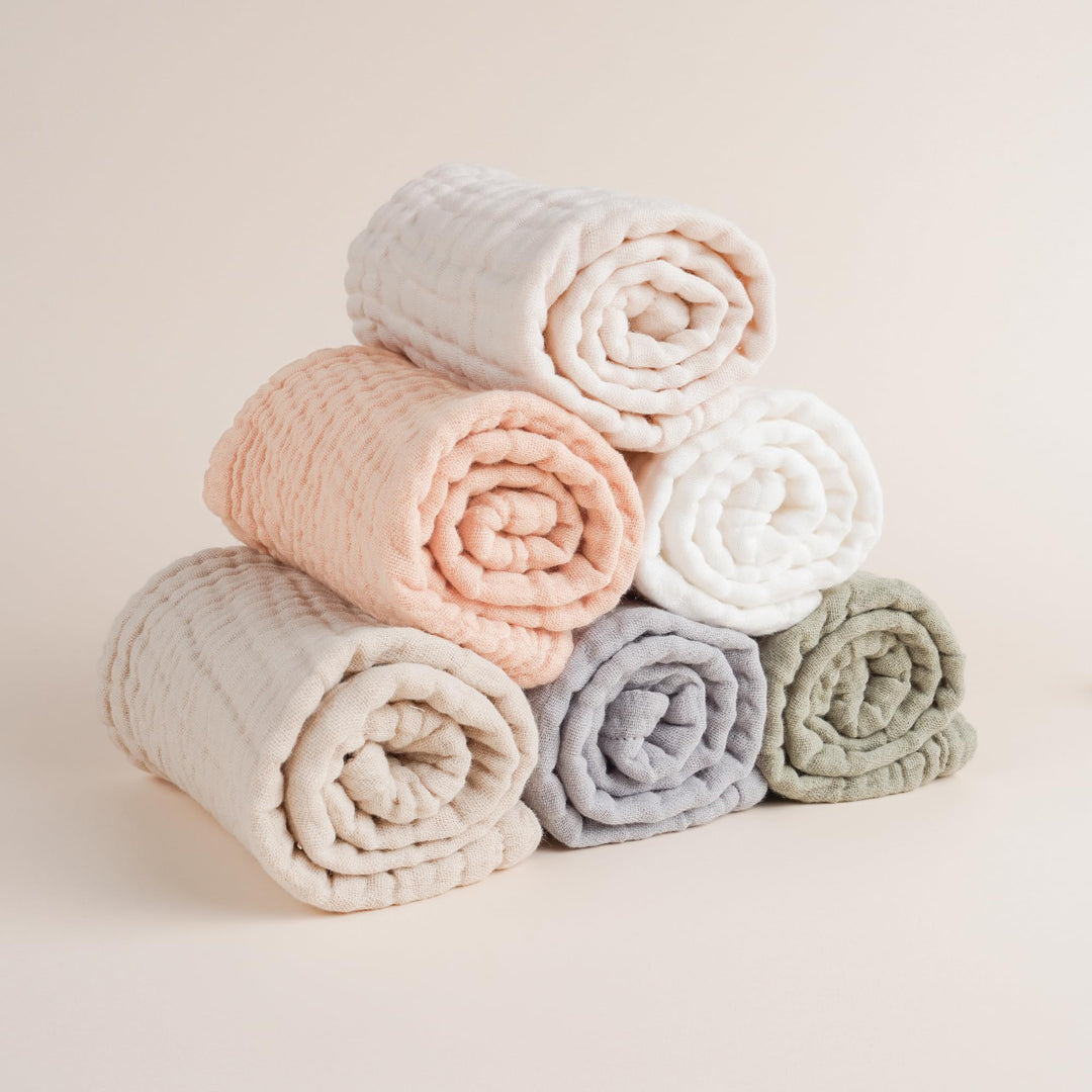 Konssy 6-Pack Thick Muslin Baby Burp Cloths, 6-Layer Ultra Soft Cotton - Changtiao-1Dai-New - image 7