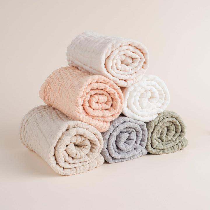 Konssy 6-Pack Thick Muslin Baby Burp Cloths, 6-Layer Ultra Soft Cotton - Changtiao-1Dai-New - image 7