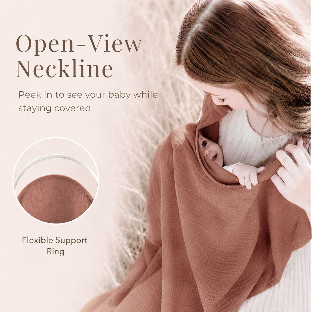 Konssy Muslin Nursing Cover Up for Breastfeeding with Rigid Hoop - shuangceng-buruzhao-lise-New - image 4