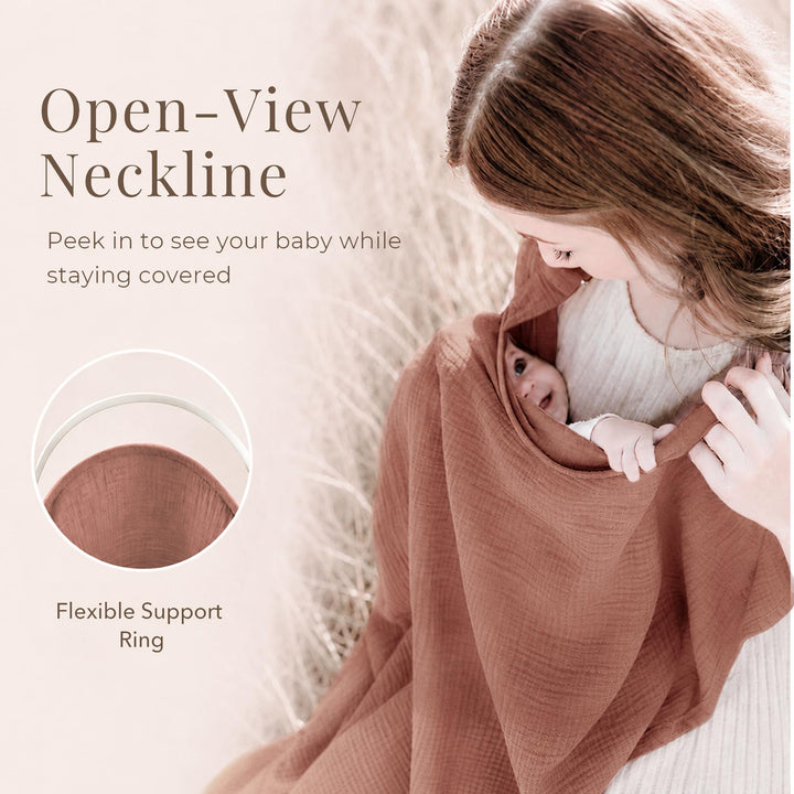 Konssy Muslin Nursing Cover Up for Breastfeeding with Rigid Hoop - shuangceng-buruzhao-lise-New - image 4