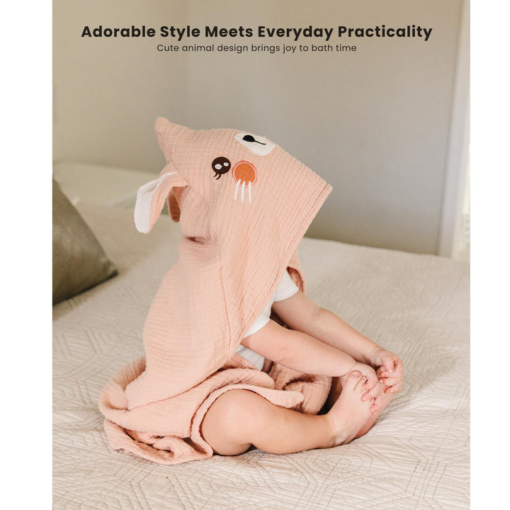 Konssy 2-Pack Muslin Baby Towels with Animal Hooded Design, 32 x 32 In - Dongwu-Yujin-Fentulu-Xin - image 7