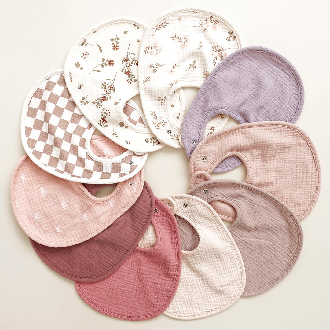 Konssy 10-Pack Muslin Baby Bibs for Drooling and Teething - Rose Mauve - image 7