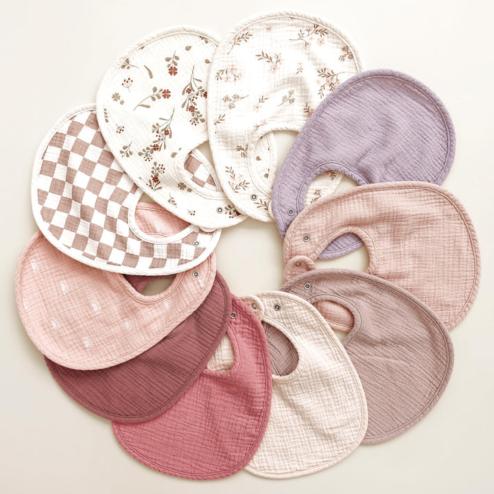 Konssy 10-Pack Muslin Baby Bibs for Drooling and Teething - Rose Mauve - image 7