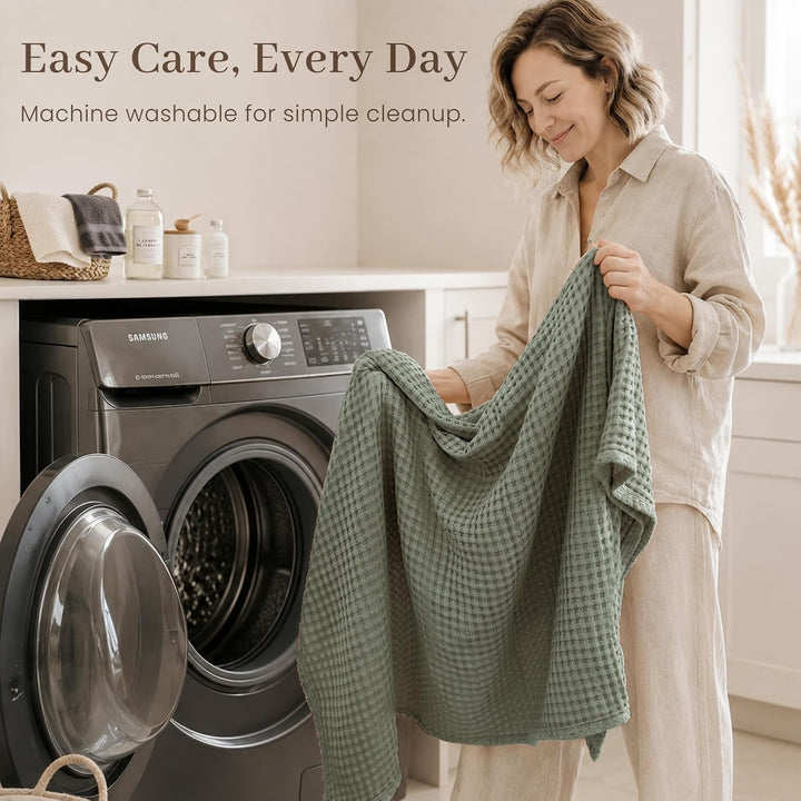 Konssy Waffle Baby Blanket for Boys & Girls, Soft Newborn Swaddle Blanket | Waffle Knit, Cozy Crib Blanket Neutral for Nursery, Stroller & Toddler Bed, Machine Washable, 43" x 43"