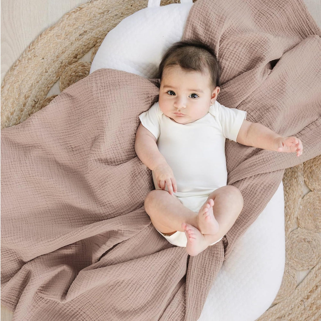 Konssy 3-Pack Muslin Baby Swaddle Blankets, 47 x 47 In Receiving Blankets - Soft Blooms - image 3