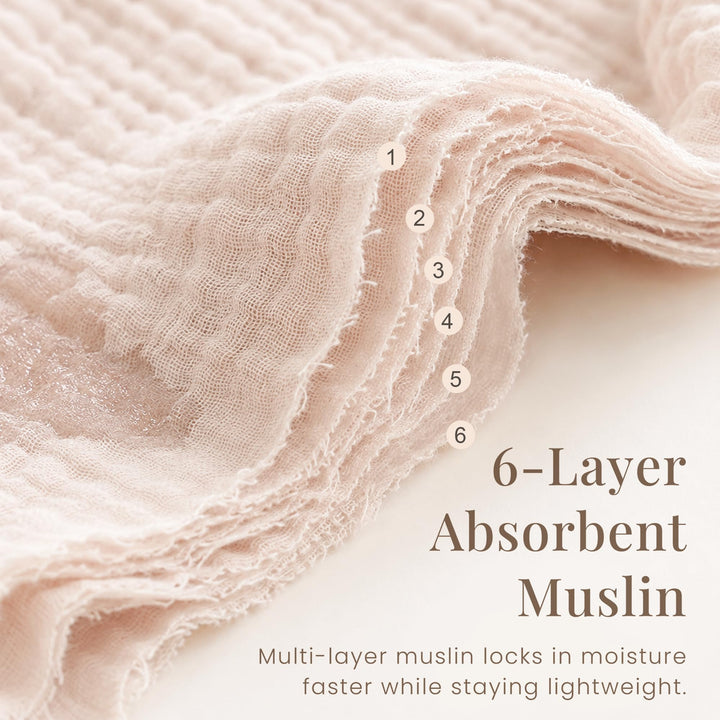 Konssy 7-Pack Muslin Baby Burp Cloths, 6-Layer 100% Cotton - Green - image 4