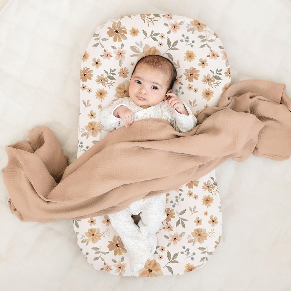 Konssy 2 Pack Baby Lounger Cover, Stretchy Infant Slipcover, Covers Only - Flourish,Cream - image 2