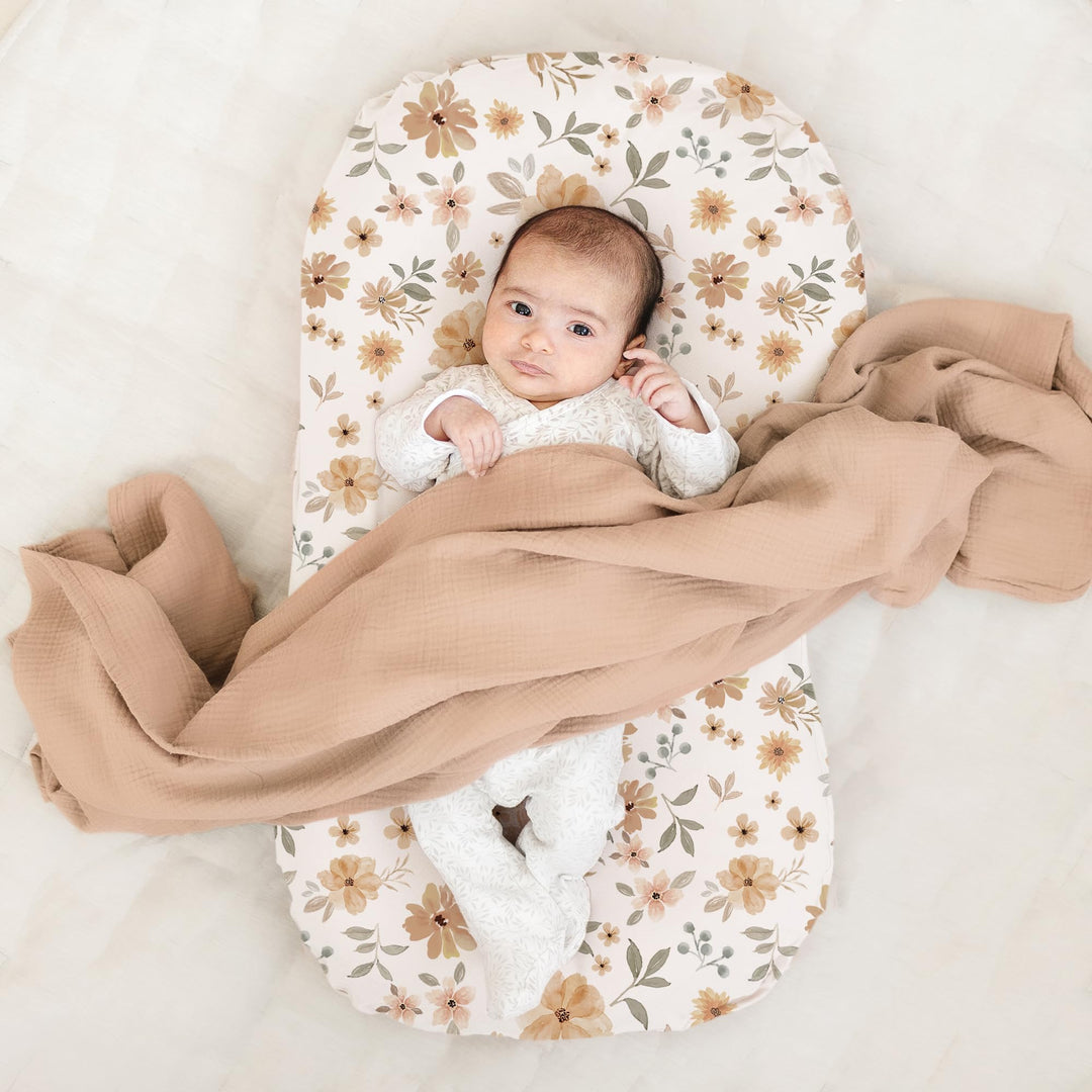 Konssy 2 Pack Baby Lounger Cover, Stretchy Infant Slipcover, Covers Only - Flourish,Cream - image 2